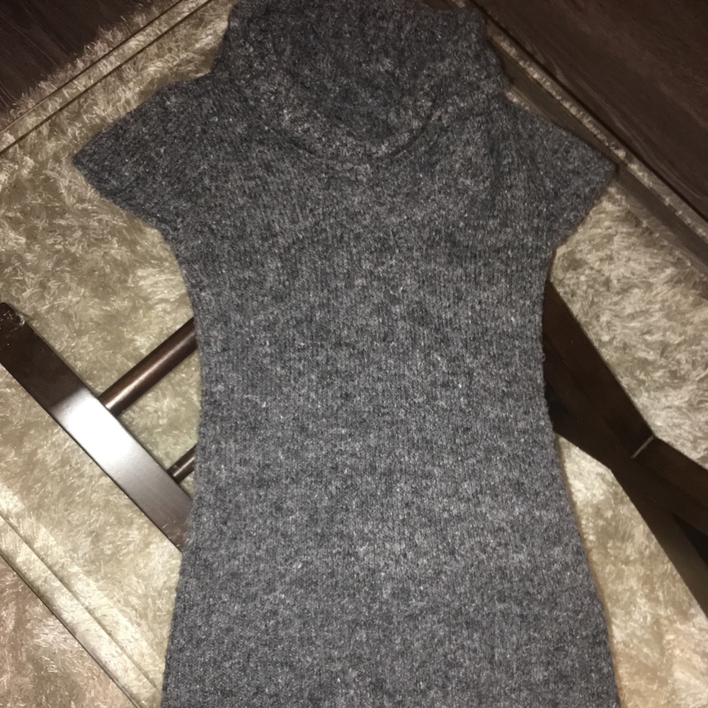 Fuzzy gray cowl neck sweater